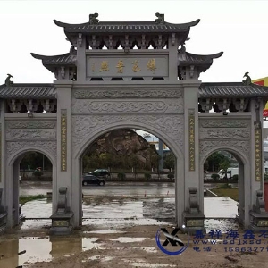 寺廟三門石雕牌坊